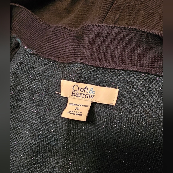 Croft & Barrow Navy Blue Floral Open Front Cardigan Size 1X EUC - Picture 5 of 7